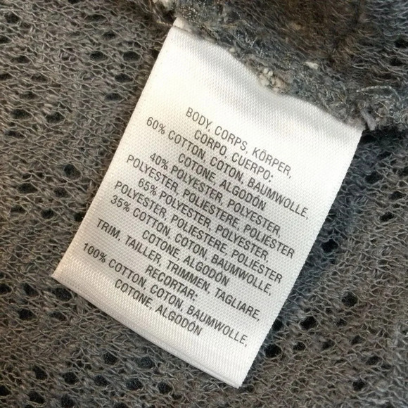 Meadow Rue Womens Gray Cream Knit Crochet Round Neck 3/4 Sleeve Top Size Medium - Picture 4 of 10